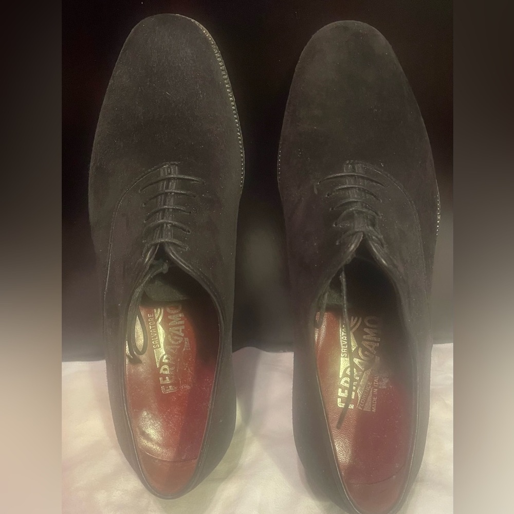 Men’s Ferragamo Suede Tie-Up Oxfords